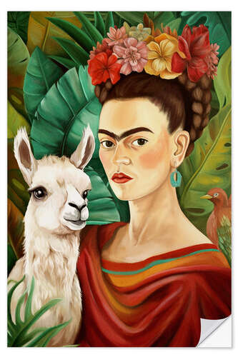 Wandsticker Frida Kahlo und Lama