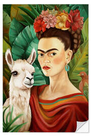 Naklejka na ścianę Frida Kahlo and Llama