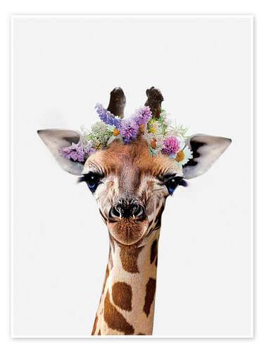 Poster Giraffe mit Floraler Krone