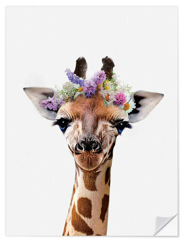 Wandsticker Giraffe mit Floraler Krone