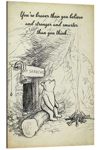 Aluminium print Winnie the Pooh - Braver Quote