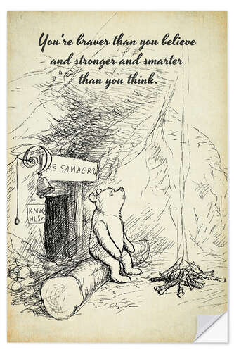 Vinilo para la pared Winnie the Pooh - Braver Quote