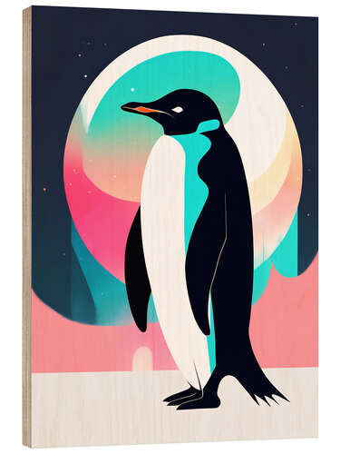 Wood print Pop Art Penguin