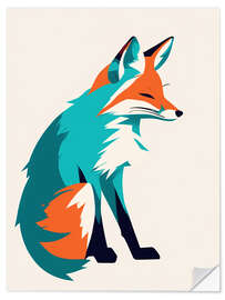 Sticker mural Fox In Teal