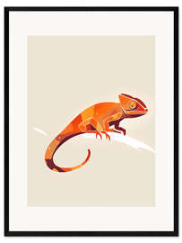 Ingelijste kunstdruk Orange Chameleon