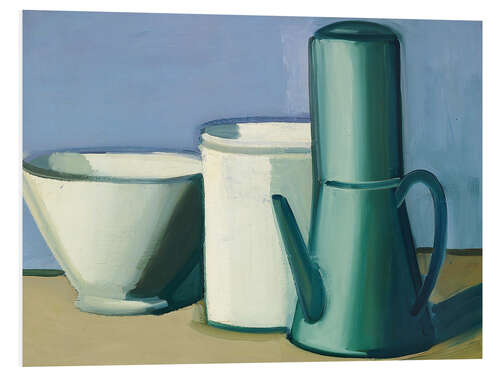 PVC-taulu Still Life with a Tall French Coffee Pot, White Can & Bowl