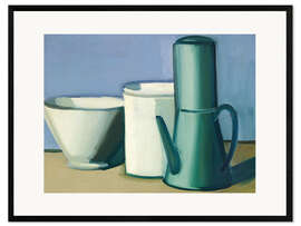 Kehystetty taidepainatus Still Life with a Tall French Coffee Pot, White Can &amp; Bowl