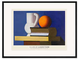 Gerahmter Kunstdruck Stillleben mit weißem Krug, Orange und Buch, 1933