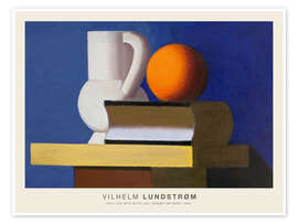 Wandbild  Stillleben mit weißem Krug, Orange und Buch, 1933 - Vilhelm Lundstrøm