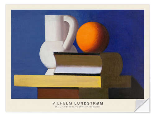 Vinilo para la pared Still Life with White Jug, Orange & Book, 1933