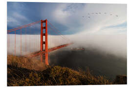 Foam board print Golden Gate Bridge, San Francisco, Evening Fog