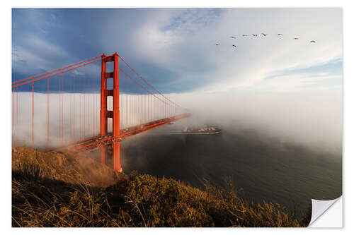 Selvklebende plakat Golden Gate Bridge, San Francisco