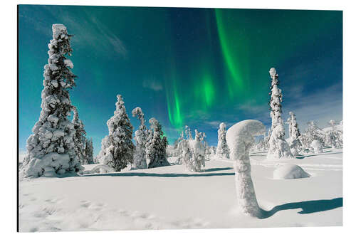 Tableau en aluminium Ice Sculptures Under the Northern Lights, Finland