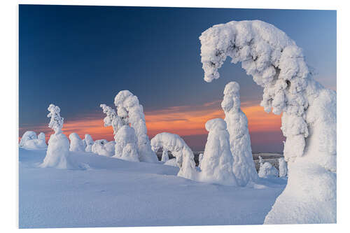 Foam board print Bizarre Shapes of Ice Sculptures in the Snowy Landscape