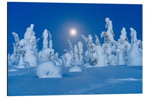 Aluminium print Full Moon Glowing, Lapland, Finland