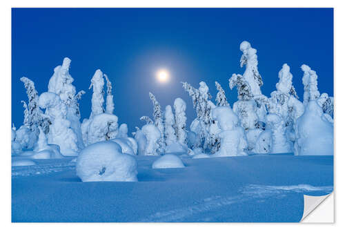 Sticker mural Full Moon Glowing, Lapland, Finland