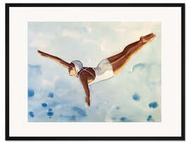 Gerahmter Kunstdruck Diver in Aqua