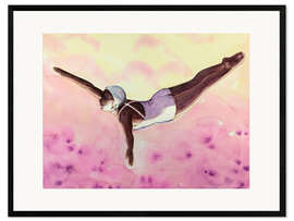 Framed art print Diver in Pink