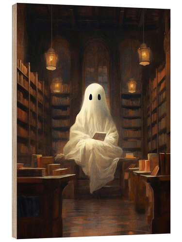 Wood print Ghost in the Library