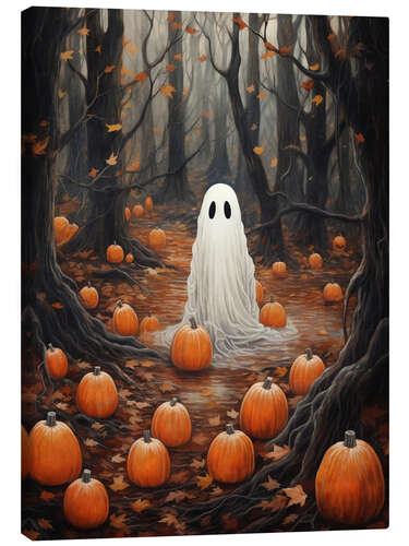 Lerretsbilde Ghosts in Forest with Pumpkins