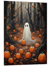 Tableau en PVC Ghosts in Forest with Pumpkins