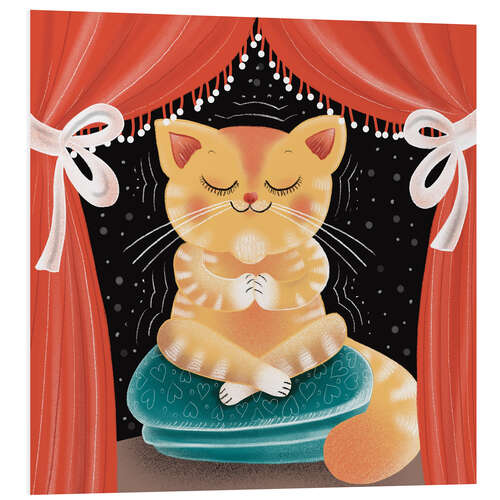 Tableau en PVC Meditating Cat on Pillow