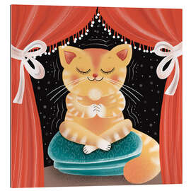 Quadro em plexi-alumínio Meditating Cat on Pillow