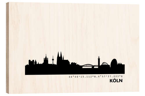 Tableau en bois Cologne Skyline