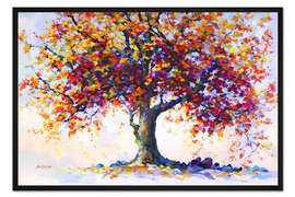 Gerahmter Kunstdruck Baum der Herzlichen Farben