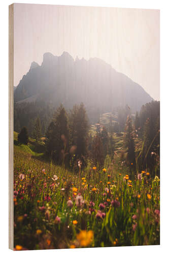 Wood print Alpine Meadow in South Tyrol