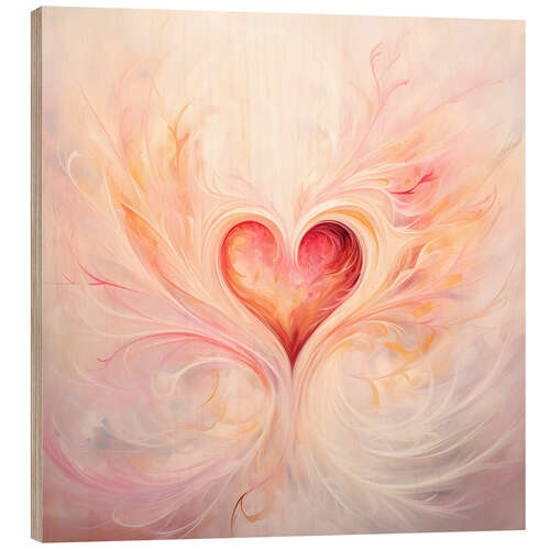 Wood print Heart Romance