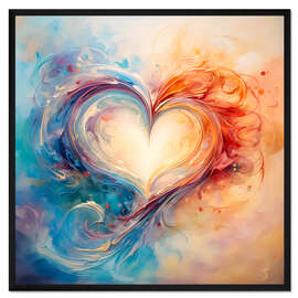 Gerahmter Kunstdruck Buntes Herz