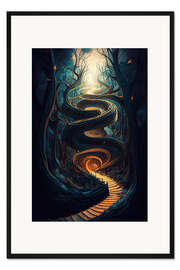 Gerahmter Kunstdruck Surreale Welt mit Spiralförmigem Weg
