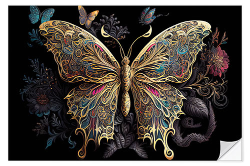 Selvklebende plakat Ornament Butterfly