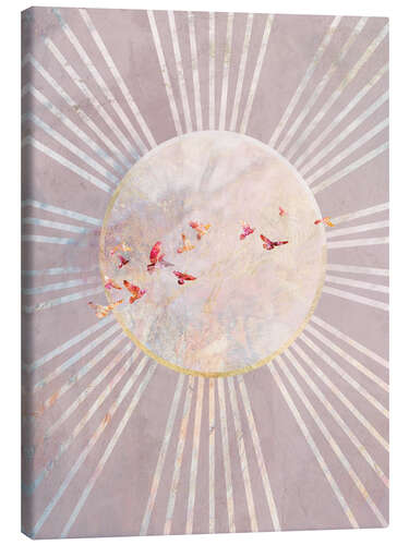 Canvas print Sun Boho Birds Pink