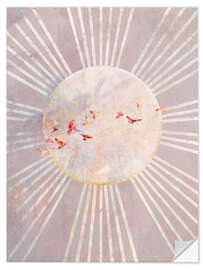 Wall sticker Sun Boho Birds Pink