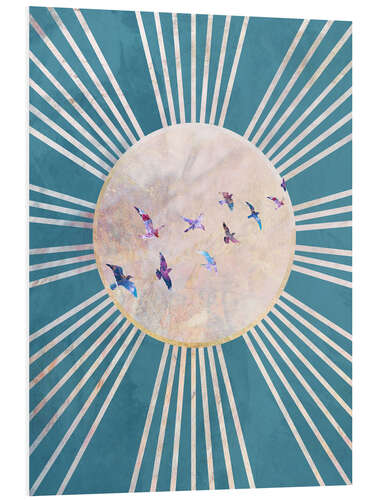 Cuadro de PVC Sun Boho Birds Blue