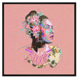 Gerahmter Kunstdruck Porträt der Jazzsängerin Billie Holiday