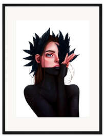 Gerahmter Kunstdruck Mädchen mit Federn