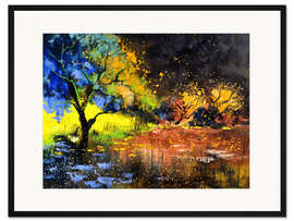 Gerahmter Kunstdruck Stilles Wasser in einem Wald