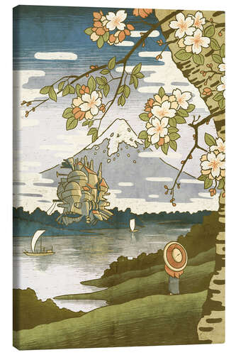 Canvas-taulu The Castle and Mount Fuji