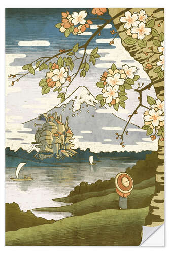 Sticker mural The Castle and Mount Fuji