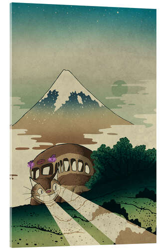 Akrylbillede Catbus and Mount Fuji