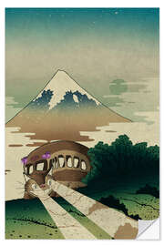 Naklejka na ścianę Catbus and Mount Fuji