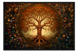 Gerahmter Kunstdruck Herbstlicher Lebensbaum