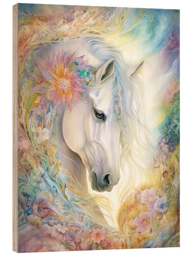 Obraz na drewnie Noble White Horse