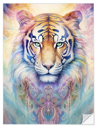 Selvklebende plakat Spirit Animal - Powerful Tiger