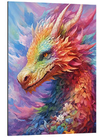 Tableau en aluminium Friendly Floral Dragon