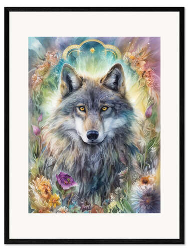 Kehystetty taidepainatus Spirit Animal - Wise Wolf