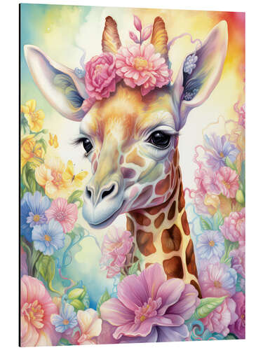 Quadro em alumínio Curious Baby Giraffe